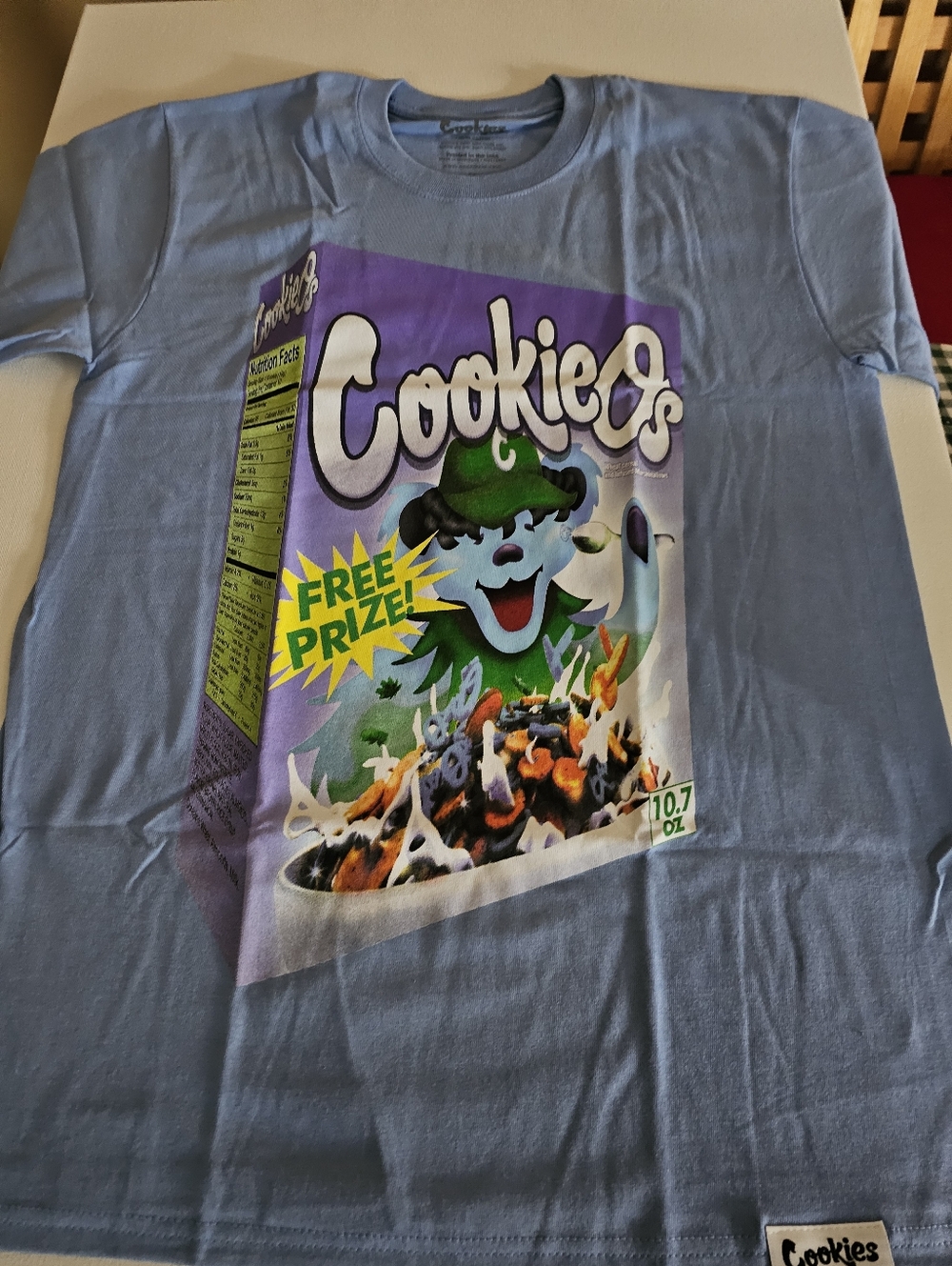 Cookies Men's T-Shirt Cereal Graphic Size Med Light Blue New
